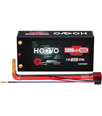 GOLDBAT RC Battery, 6200 mAh, Lipo Battery, 80C, 2S, 7.4 V, with Female T- Plug, Replacement Battery for RC Car, Airplane, Helicopter, Boat, Bugy, Truck etc. (2 Pieces