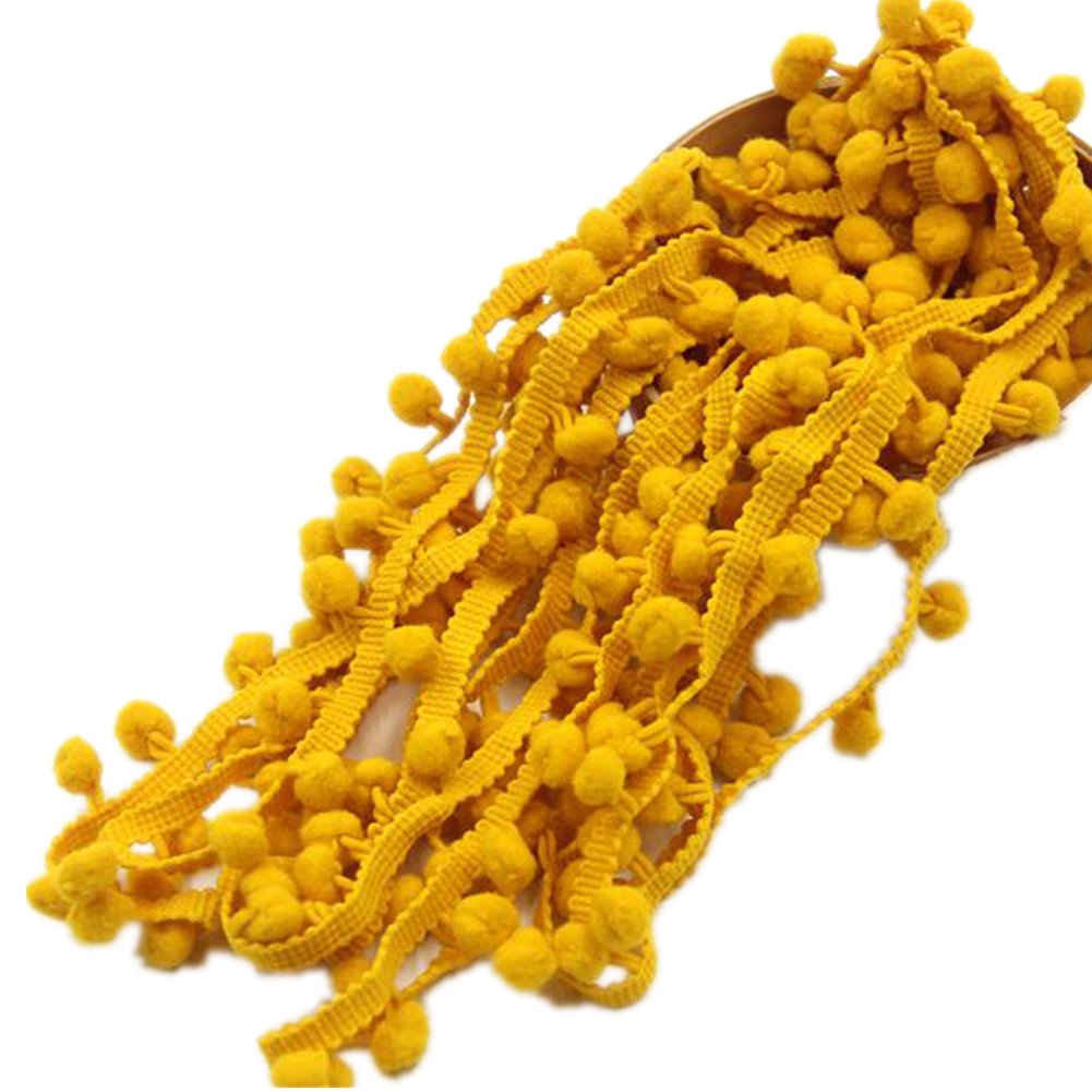 60ft Pom Poms Fringe Ball Trim Sewing Ribbon Embroidered Lace Tassel Applique for Clothing Accessories Pillow Bedding Quilting Crafts Supplies (Khaki)