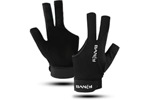 Banly Billiard Pool Gloves Fits on Left Hand 3 Finger, Small Snooker Cue Sport Glove, Billiards Players Sporty Compact Pull On Half Finger Billiard Glove