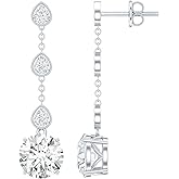 Certified Moissanite Dangle Earrings in Silver, D-Vs1 Quality, Moissanite Chain Earrings - Gift For Special Occasions