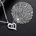 Jetloter I Love You Heart Shaped Necklace, 100 Languages Projection on Round Onyx Pendant Collarbone Necklace Silver