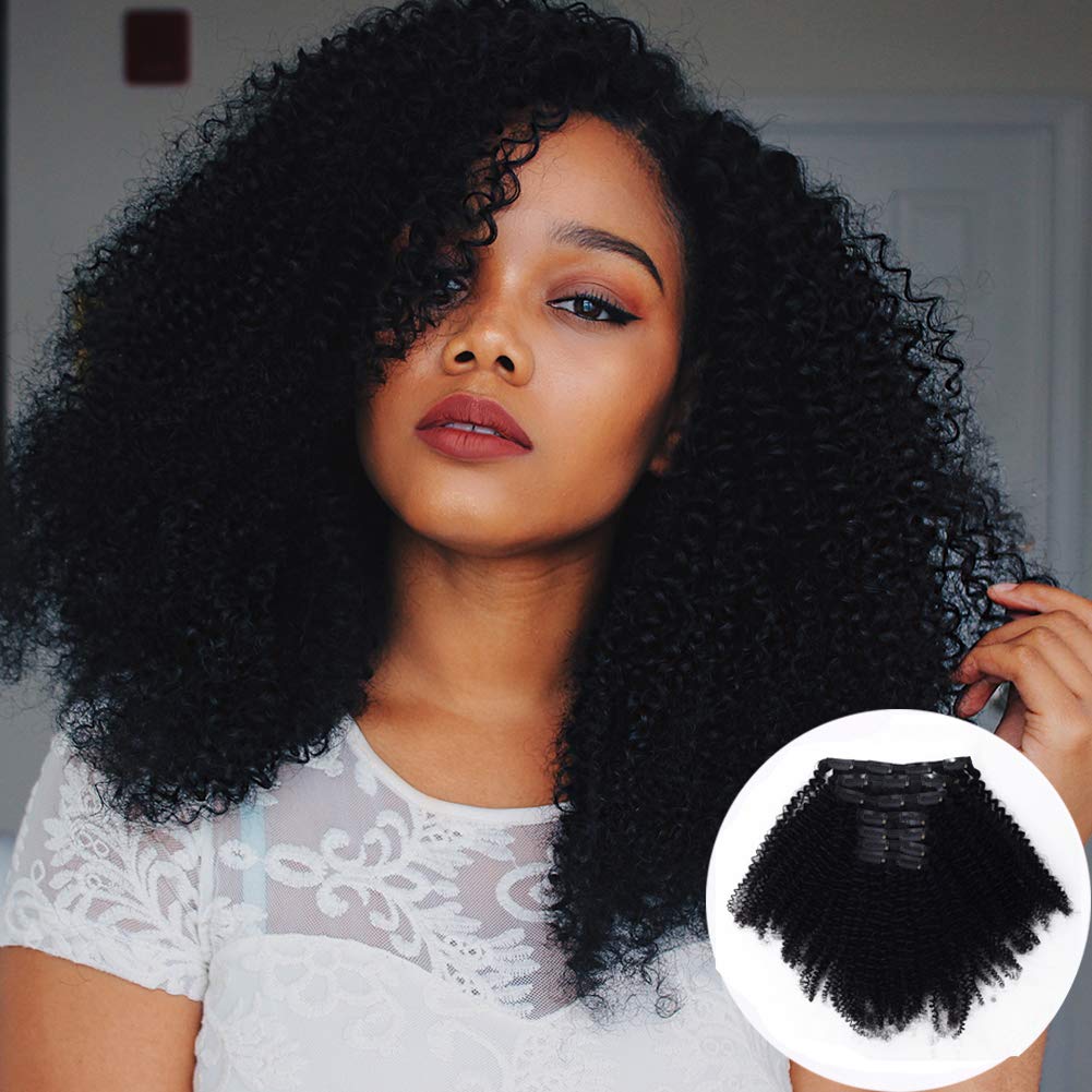Vanalia 9a Kinkys Curly Human Hair 3c 4a Clip Ins 12 Inch Afro