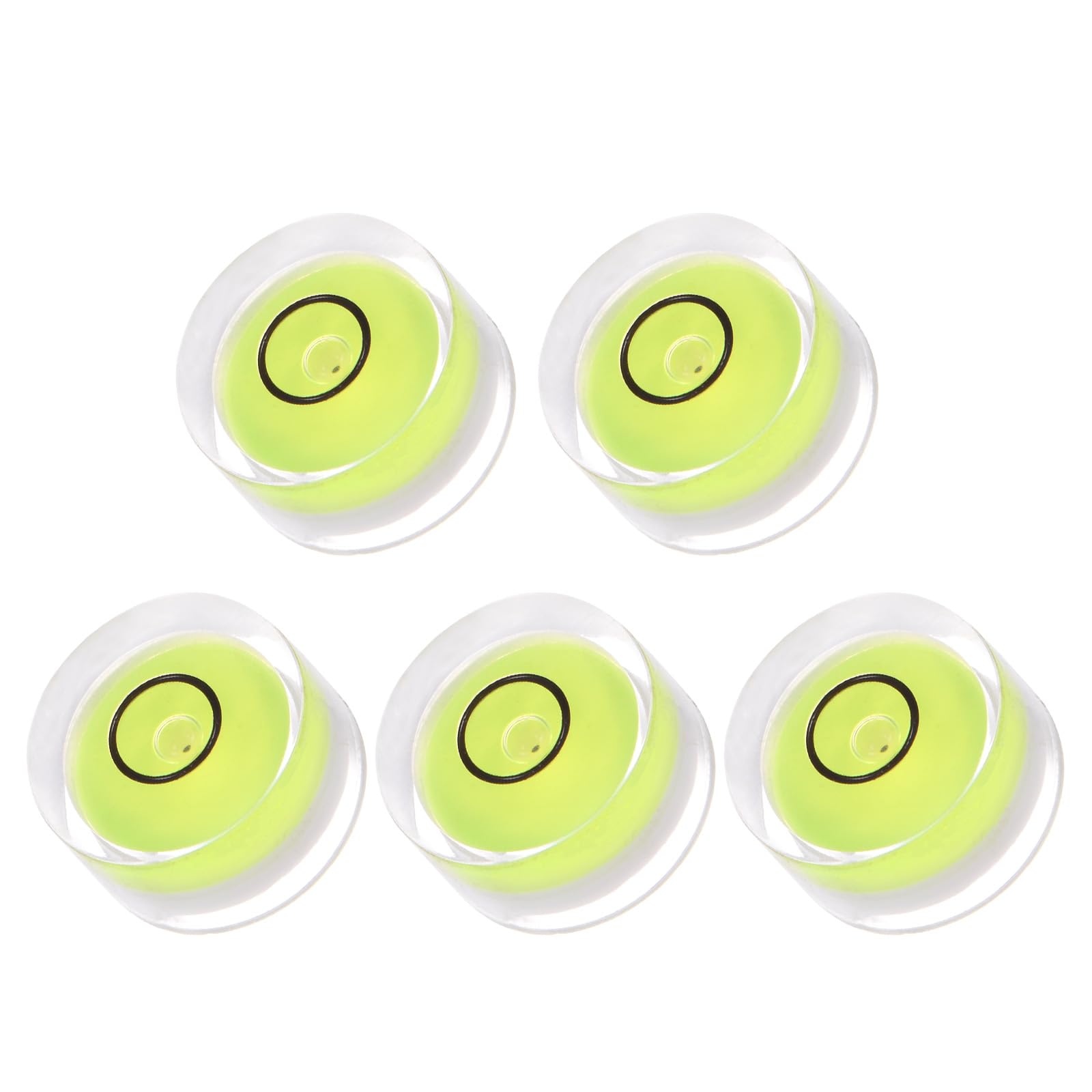 Kozelo 5pcs Small Circular Bubble Spirit Levels - [15mm Diameter 8mm Thickness] Mini Round RV Level Leveling Tools for Travel Trailer Turntable Camera, Lime