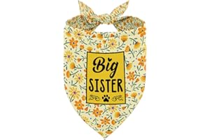 AUII JO DESIGN Spring Daisy Dog Bandana, Big Sister Dog Bandana, Dog Scarf Daisy Printing, Dog Scarf Accessories, Dog Bandana Pet Scarf, Pet Yellow Scarf Gender Reveal Accessories, Pet Scarf, Dog Bandana Gift (E22)