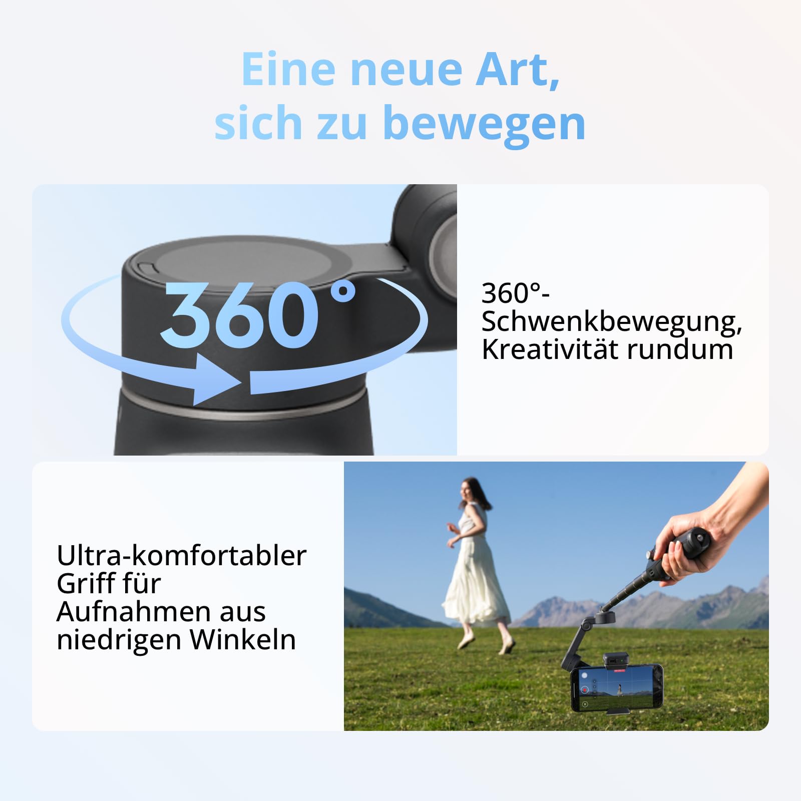 DJI Osmo Mobile 8 Advanced Tracking Combo Gimbal-Stabilisator für Smartphones, Natives AI-Tracking mit Audio und Beleuchtung, 360°-Schwenkrotation, Verlängerungsstab & Stativ integriert, 10 Std. Akku 5