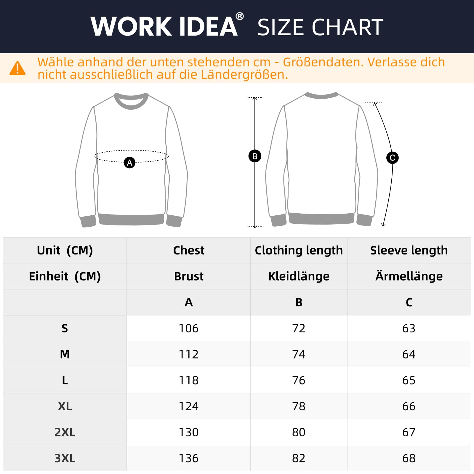 WORK IDEA Männer Crewneck Sweatshirt Arbeitskleidung Pullover Herren Basic Arbeitspullover 6