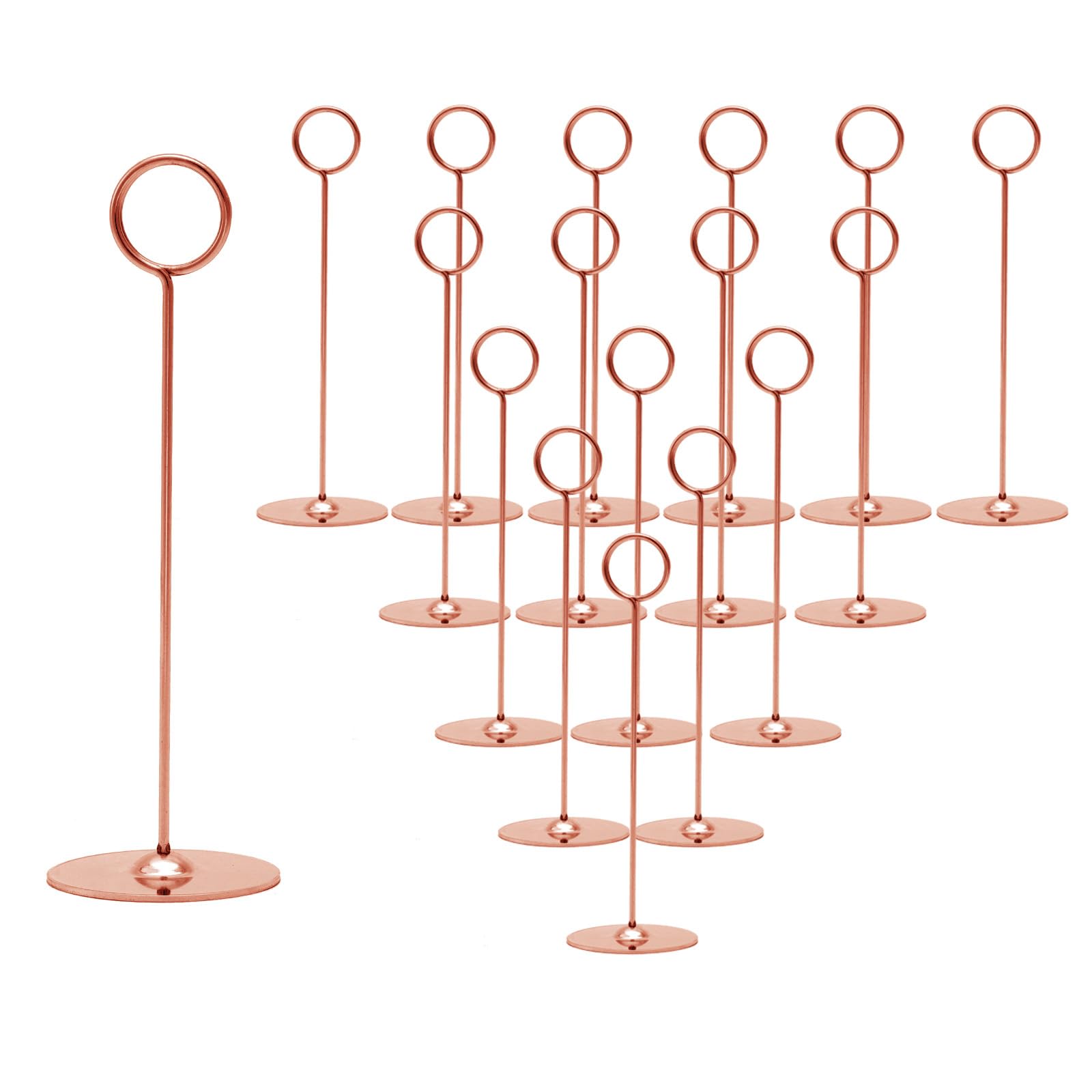 Photo 1 of Urban Deco 16 Pieces Table Card Holder 8 inches Table Number Holders Place Steel Card Holders for Photos, Food Signs, Memo Notes, Weddings, Restaurants, Birthdays (Rosegold)