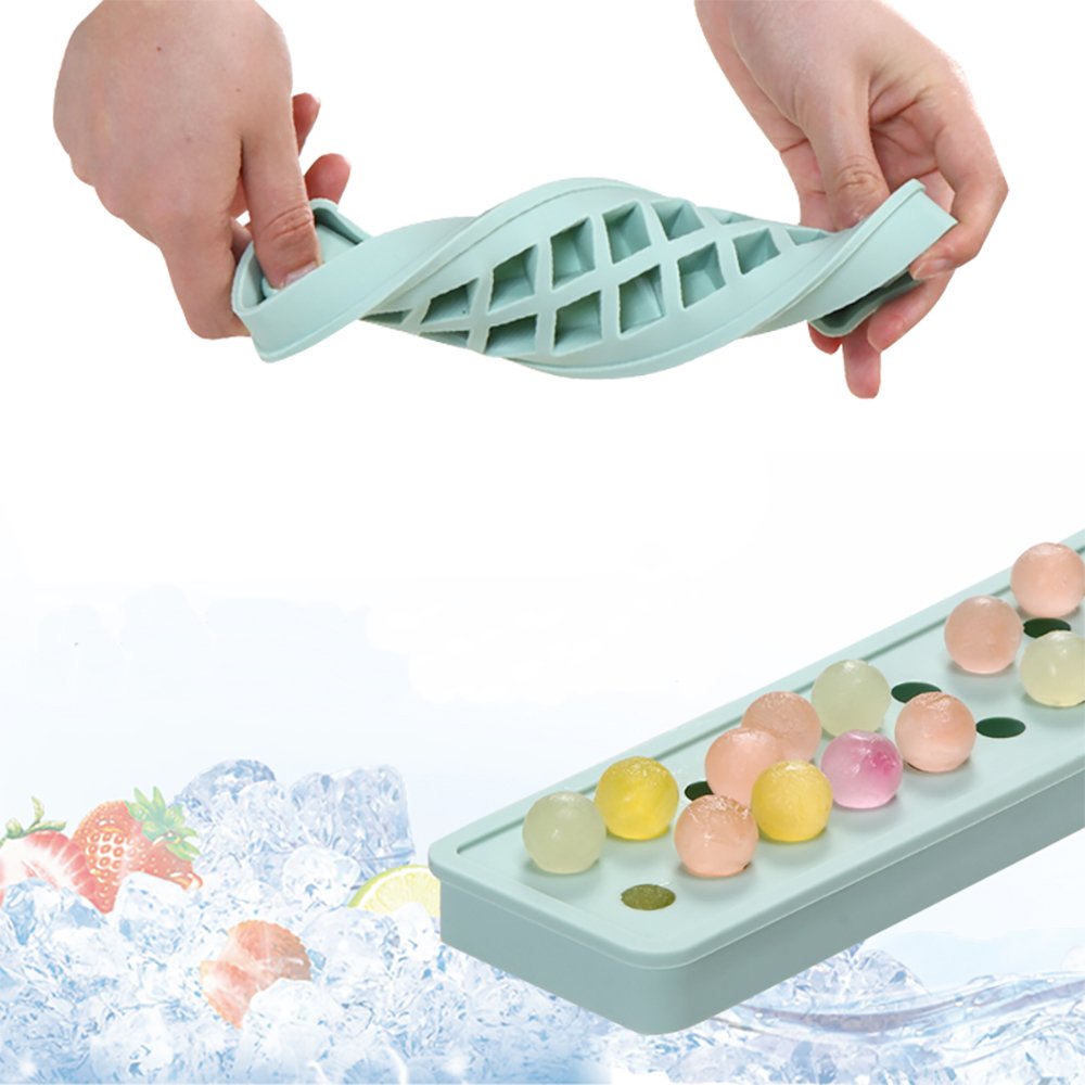 Ice cube trays with lid Silicone 20 cavities Ice Ball Ice cube mold DIY Silicone Ice Cube Sphere Tray Mold Mould Round Maker for Chilling Whiskey, Cocktail, Beverages and More (Set of 2)