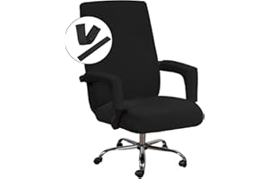 H.VERSAILTEX Home Office Chair Covers Stretchable Computer Desk Chair Covers Mid - High Back Universal Executive Boss Gaming Seat Cover Removable Machine Washable，Non Slip Thick Jacquard, Black- Large