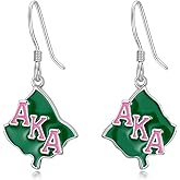 SIMONLY AKA Sorority Gifts for Women 925 Sterling Silver AKA Dangle Earrings Sorority Accessories Christmas Birthday Gift