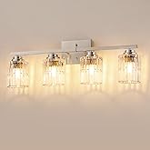 TALOYA 27 Inch Bathroom Light Fixtures,Modern 4-Light Brushed Nickel Vanity Lights with Wide Vertical Ribbed Thickened Glass 