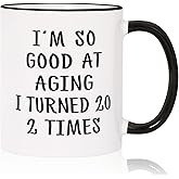 Aurahouse 40th Birthday Gifts for Women Men Mug, Funny 40th Birthday Decoration for Women Men, 40 Year Old Birthday Gifts for Mom Dad Friends Sisters, Turned 20 2 Times Coffee Cup, 11oz