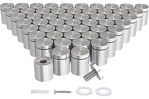 LuckIn 50-Pack Standoff Screws (1 in. Dia x 1 in. L), Stainless Steel Standoff Mounting Hardware for Acrylic Signs, Silver