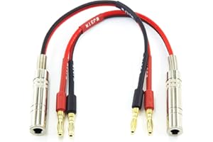 WJSTN 1/4 TS to Banana Plug Speaker Cable 6.35 mm 1/4" Female to Banana Plug Speaker Mono Adapter 8 inches 2pack