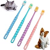 DQITJ 4 Pcs 360-Degree Small Dog and Cat Soft Toothbrush Soft Silicone Deep Pet Teeth Cleaning Kit (Colors May Vary)