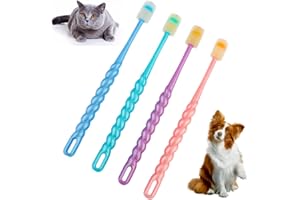 DQITJ 4 Pcs 360-Degree Small Dog and Cat Soft Toothbrush Soft Silicone Deep Pet Teeth Cleaning Kit (Colors May Vary)