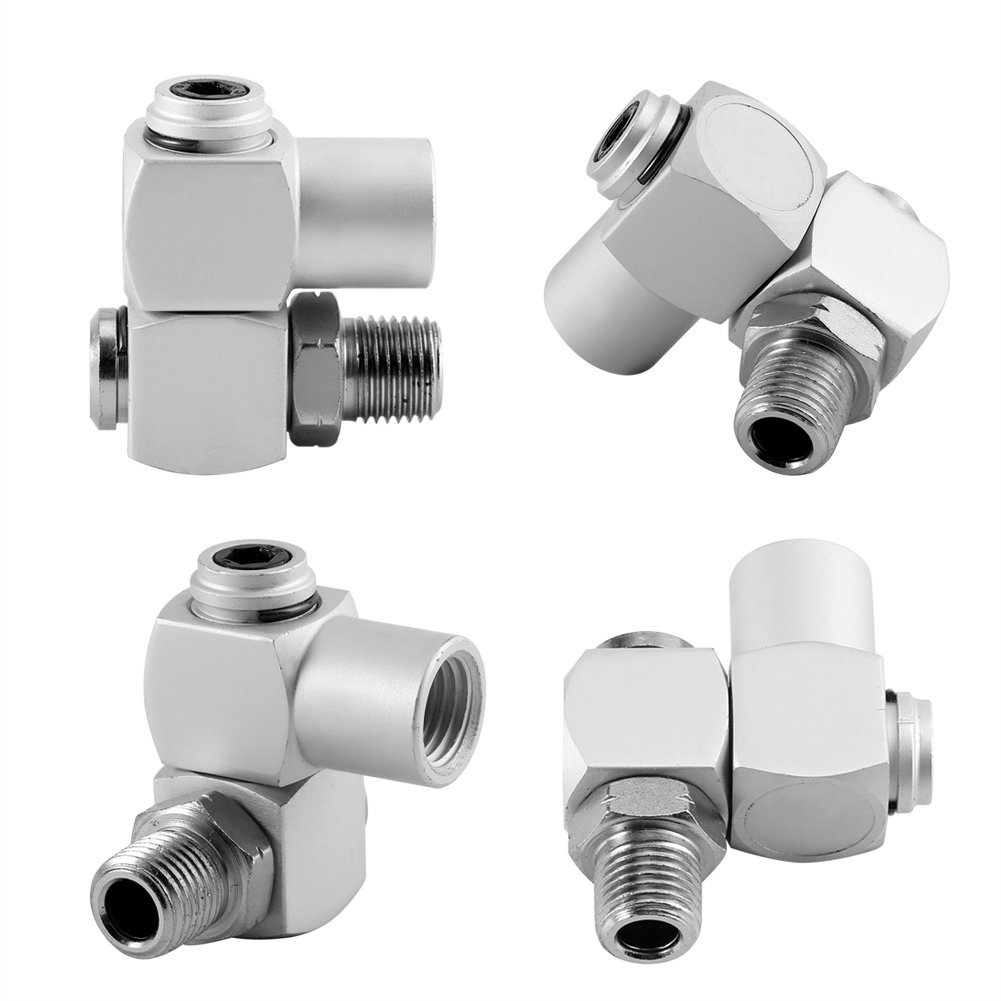 4Pcs Swivel Air Hose Connector, 360 Degree 1/4'' Inch Air Adapter Tool Swivel Fittings