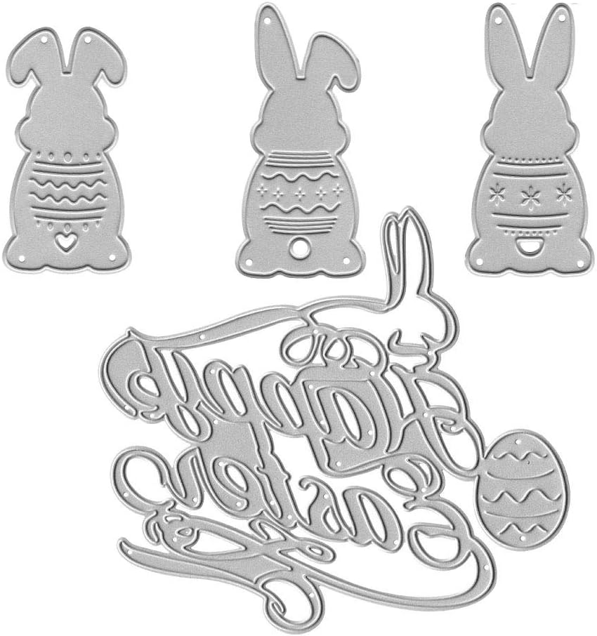 Metal Easter Die Cuts Cute 3 Pattern Rabbits Happy Easter
