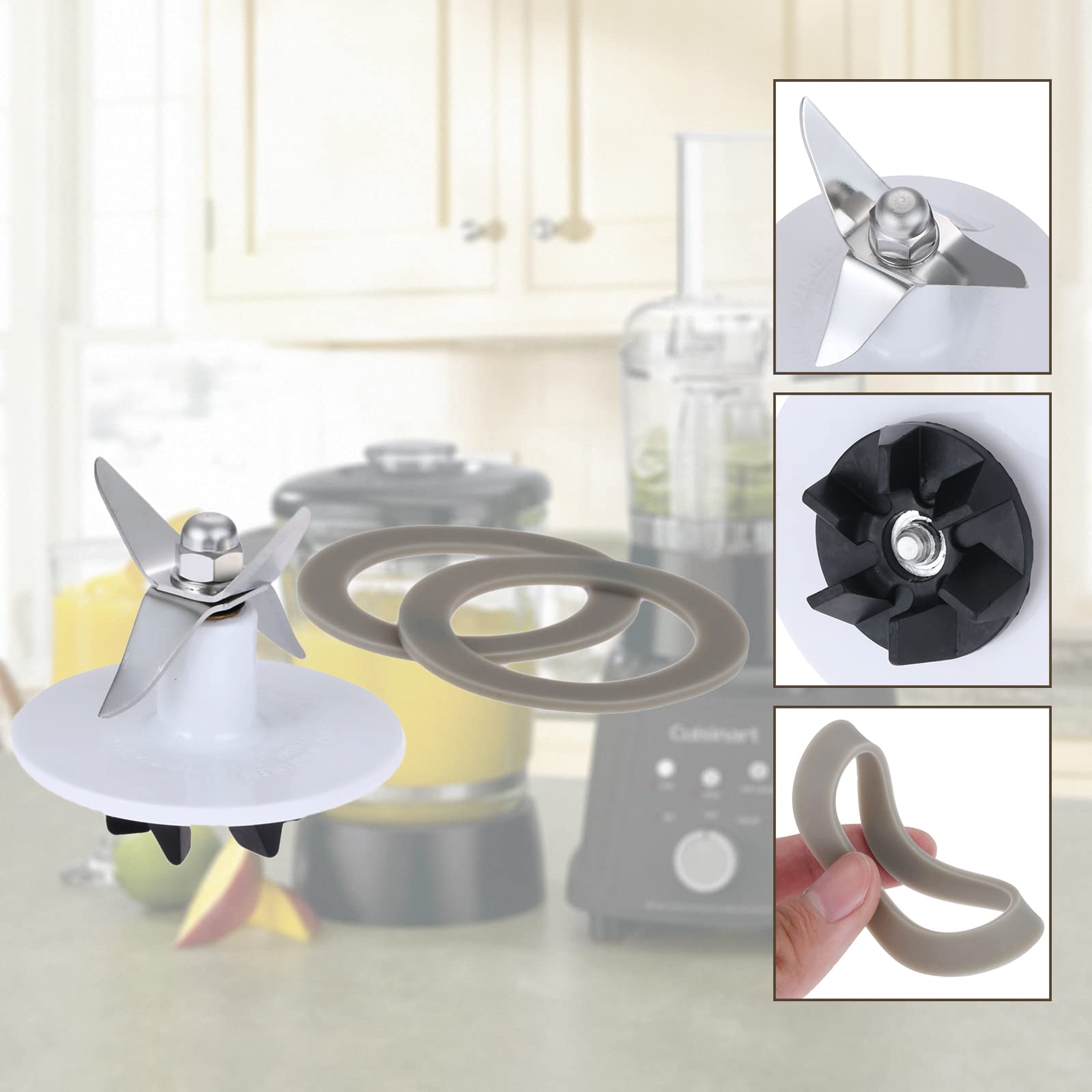 SPB-456-2 Blender Blade Cutting with 2 Rubber Sealing Gasket, Replacement for Cuisinart Blenders Models BFP703 BFP-703 BFP703B BFP-703CH SPB7 SPB-7BK CB8 CB9 BFP-703