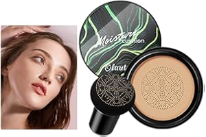 Nenrte Air Cushion CC Cream Mushroom Head Foundation, Moisturizing BB Cream Makeup Long Lasting Matte Concealer (Medium-Deep, Brunet Brown)