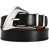 RISANTRY Women's Brown Belt Trend Belt with Gold Buckle Fashion Leather Waist Belt for Jeans Pants