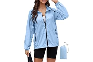 PITINAN Women's Lightweight Hooded Raincoat Waterproof Windbreaker Jacket Packable Active Outdoor Rain Jackets S-XXL
