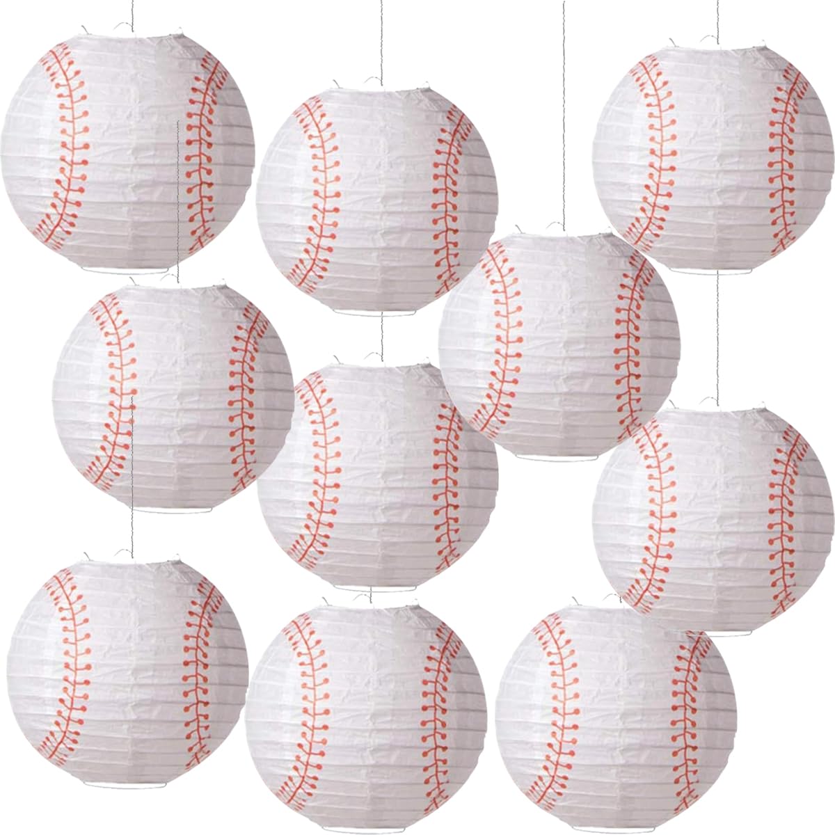 Photo 1 of 8'' Baseball Paper Lanterns Sport Baseball Themed Birthday Party Decorations Ceiling Hanging Baseball Decor for Baseball Party Games - Pack of 10