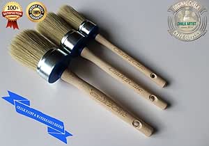 #BB3 - 2 inch , 1 5/8 inch and 1 1/4 inch - CHALK PAINT synthetic &amp; pure bristle mix SHABBY CHIC SET OF 3 ROUND furniture painting BRUSHES cling paintbrushes