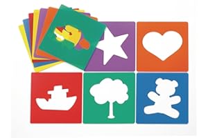 Colorations Familiar Shapes Stencils for Kids, 8 inches, Jumbo, Sturdy, Quality, Washable, Paint, Draw, Spray, Classroom, Arts & Crafts, Teacher, Educational (Item # ESTEN)