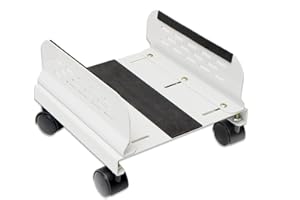 IO CREST Syba Computer Tower PC Floor Stand Rolling Caster Wheels and Adjustable Width from 5 to 9 Inches SY-ACC65056, Steel White