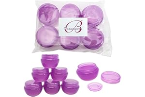 PANA Beauticom 10G/10ML Frosted Container Jars with Inner Liner for Scrubs, Oils, Salves, Creams, Lotions, Makeup Cosmetics, Nail Accessories, Beauty Aids - BPA Free (6 Pieces, LIGHT Purple)
