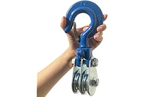 WANMEIZI 2 Ton Snatch Block with 360 Degree Swivel Hook Double Pulley for 3/8" Wire Rope Heavy Duty Pulley Lifting Block for 