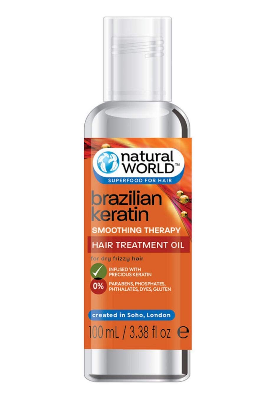 Natural World Brazilian Keratin Smoothing Therapy Hair Treatment Oil