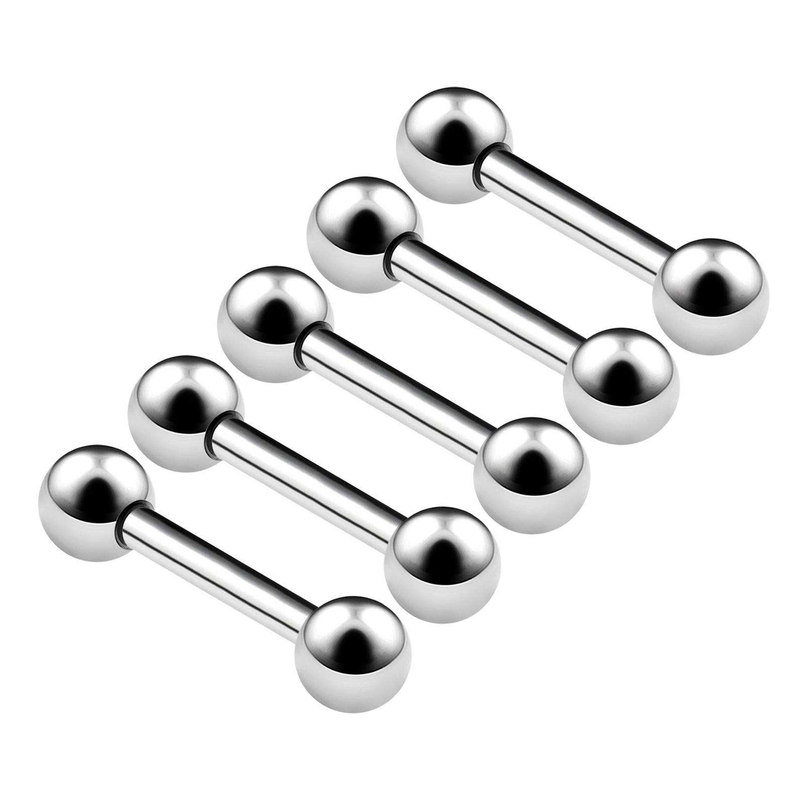 BanaVega 5PCS Stainless Steel Barbell Rings 14g 3/8 10mm 4mm Ball Rook Eyebrow Daith Cartilage Earrings Tragus Piercing Jewellery 4857