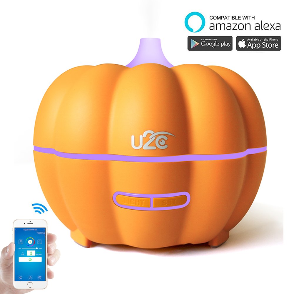 Essential Oil Diffuser , U2C【350 ML Smart APP Control】Ultrasonic Aromatherapy Diffuser Work with Amazon Echo, 7 Color LED Lighting Adjustable Cool Mist Humidifier for Children, Home, Yoga, Office