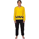 INTIMO Peanuts Charlie Brown Union Suit Men's Costume Zip Up One Piece Pajama Outfit