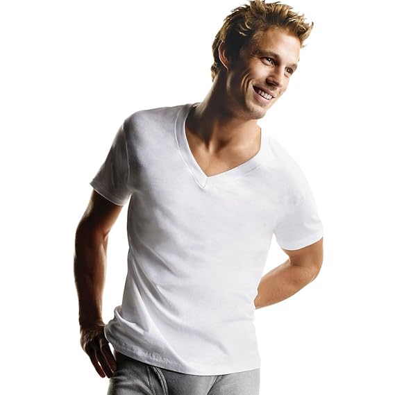 Hanes Mens TAGLESS ComfortSoft V-Neck Undershirt 7-Pack (777VG7)