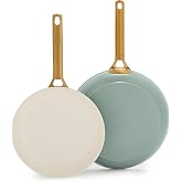 GreenPan Nonstick Reserve Pro 10&rdquo; &amp; 12&rdquo; Frying Pan Set, NSF Certified Ceramic, Hard Anodized PFAS-Free Skillets, Stainless Steel Handles, Oven &amp; Dishwasher Safe, Moss Green