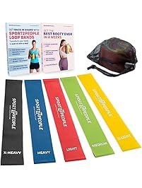 Sport2People Exercise Resistance Hip Loop Bands for Booty Building with Workout E-Books - Strength Training and Physical Therapy - Premium Fitness Loops for Butt and Legs