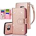 Galaxy S7 Edge Case, TabPow 10 Card Slot - [ID Slot] Wallet Folio PU Leather Case Cover with Detachable Magnetic Hard Case for Samsung Galaxy S7 Edge Case, Glitter Rose Gold