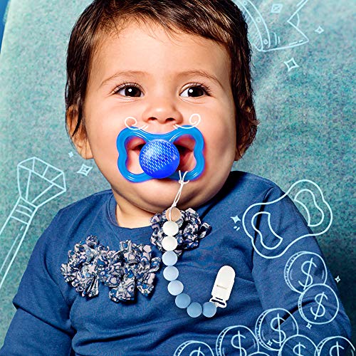 MCGMITT Pacifier Clip Silicone, BPA Free Teething Beads Toys Shower Gift for Baby Girls Boys Infant Toddler (Blue) - Thumbnail 6