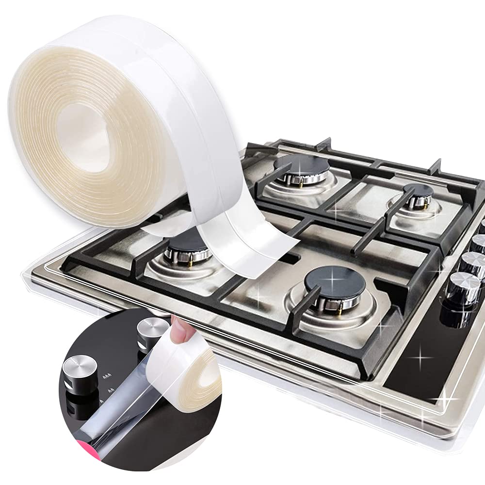 Self Adhesive Transparent PVC Bath Sealant Strip Caulk, Waterproof Mildew Sealing Tape for Shower Tray, Wall Corner Edge Tile Gap Bath Trim, Bathroom Bathtub, Toilet, Kitchen Sink