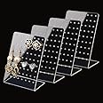 PH PandaHall 4 Pack 72 Holes Acrylic Earring Holder Organizer Ear Studs Jewelry Storage Display Rack Showcase Earrings Display Stand Earring Storage for Selling Retail Marketing Personal 3x2x4.5inch