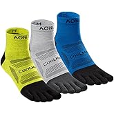 ICE FLAME Toe Socks for Men and Women High Performance Athletic Running Five Finger Ankle Socks Lightweight 3 Pairs