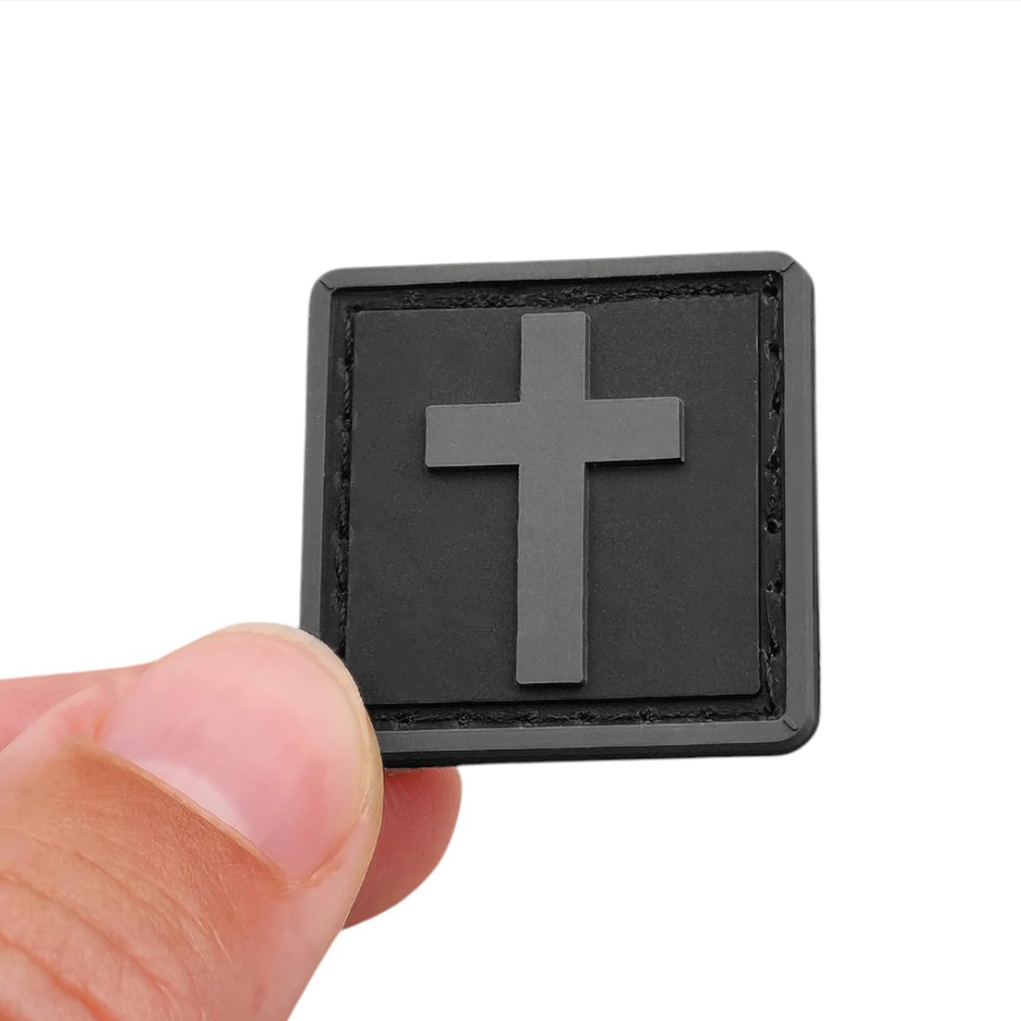 Small Mini 1x1 Crucifix Jesus Christ Blackout Subdued Christian Tactical Morale PVC Rubber Touch Fastener