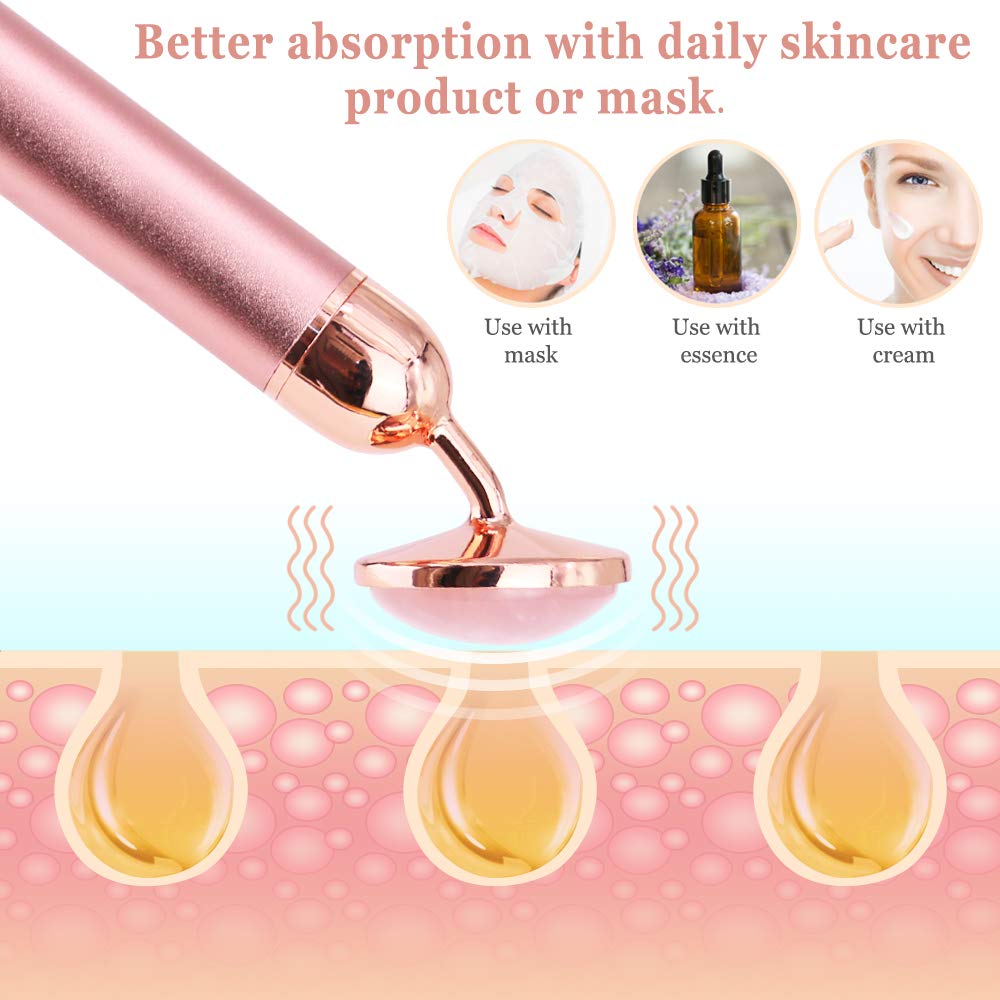Elektrische Jade Face Roller, YEVIOR 2 in 1 Natürliche Jade Vibration Massagegerät Set,Gesichtsroller und Gesichtsmassager für Gesichts Halshaut Wangen Hautstraffung