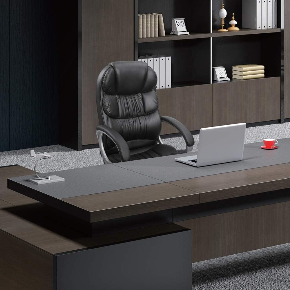 Furmax High Back Office Chair Adjustable Ergonomic Desk Chair with Padded Armrests,Executive PU Leather Swivel Task Chair with Lumbar Support (Black): Furniture & Decor