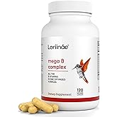 Loriináe Mega B Complex Vitamin Supplement for Immune Support, Nerve Function & Normal Energy Metabolism, Contains Myo-Inositol & Choline for Antioxidant Support, 120 Vegan Capsules