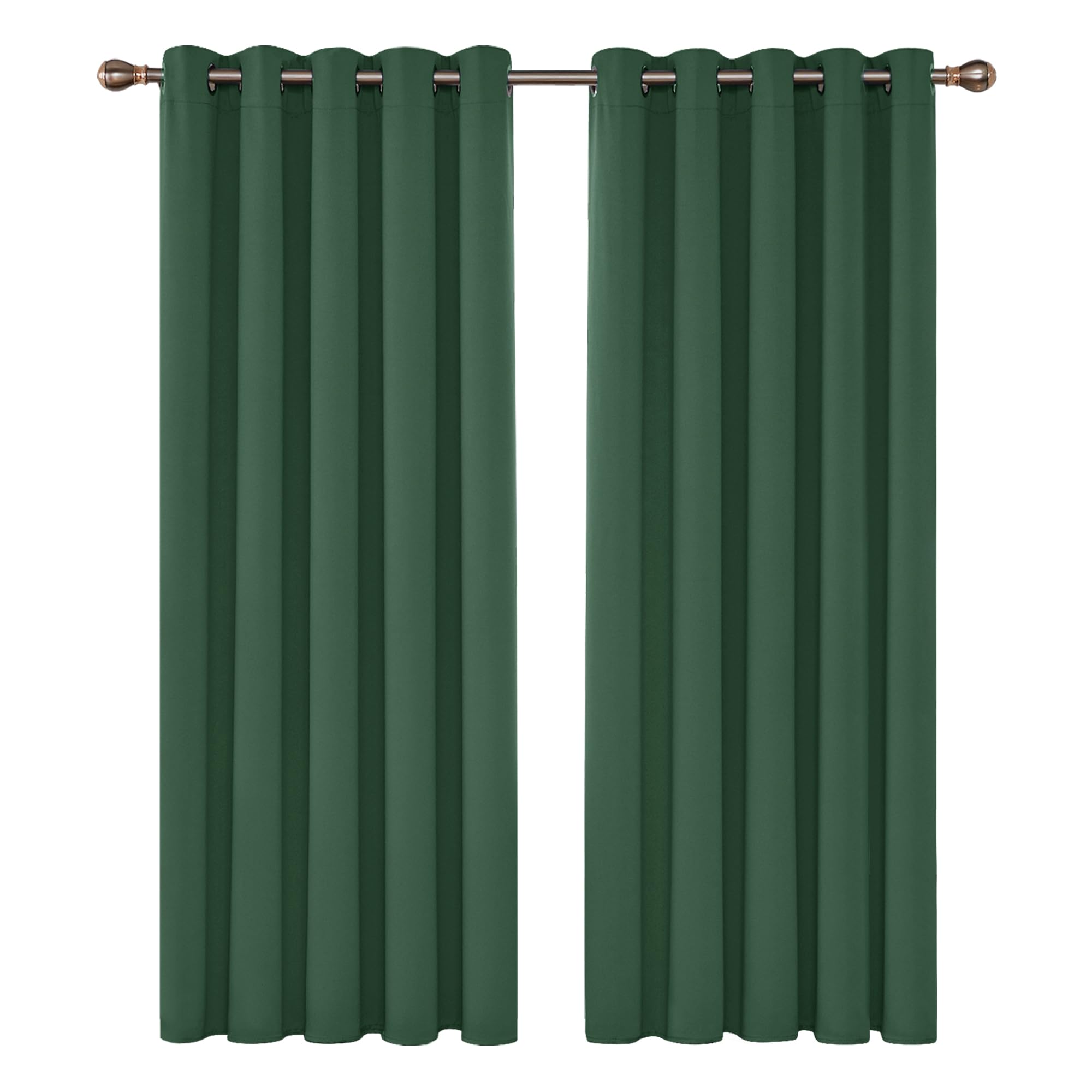 Deconovo Green Curtains Thermal Insulated Eyelet Blackout Curtains for Bedroom 66 x 72 Inch Forest Green Two Panels
