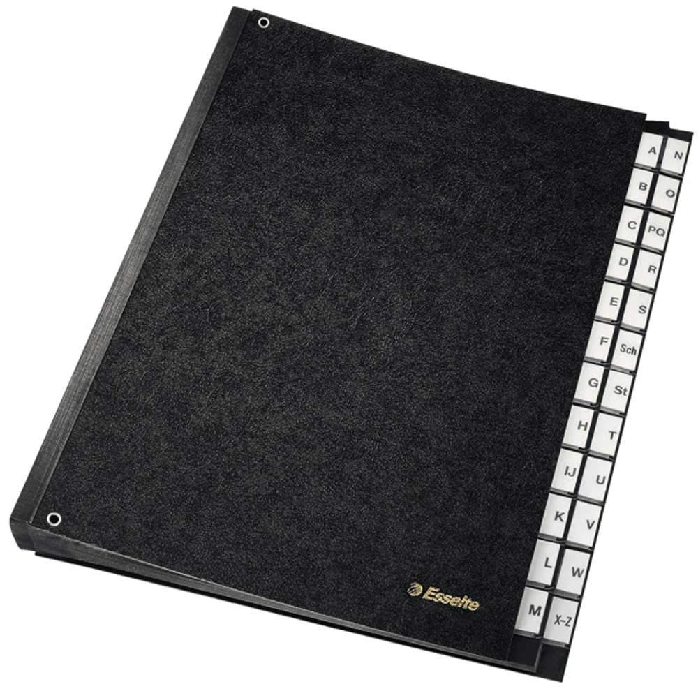 Esselte Desk Organiser, 24 Dividers (Alphabet A-Z), Black, 629997
